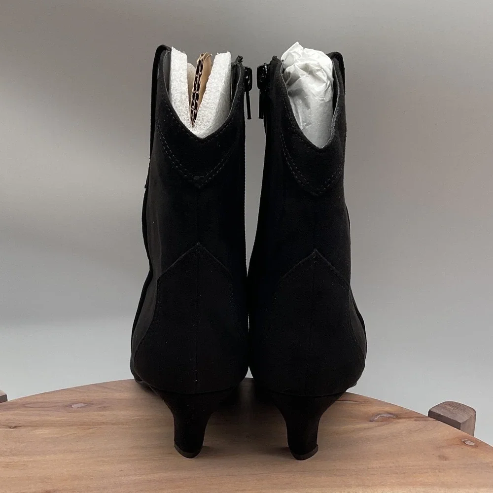 INC International Concepts Womens Black‎ Faux Suede Western Kitten Heel Boots 7M